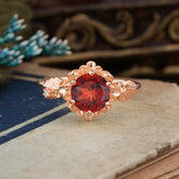 Classic Vintage 4-Prong Round Garnet Engagement Ring
